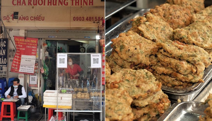 Hung Thinh Restaurant inside Hanois Old Quarter serves cha ruoi dish for over 30 years. Photo by VnExpress/Khanh Tran